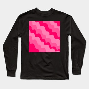 Pink wavy ocean waves gradient Long Sleeve T-Shirt